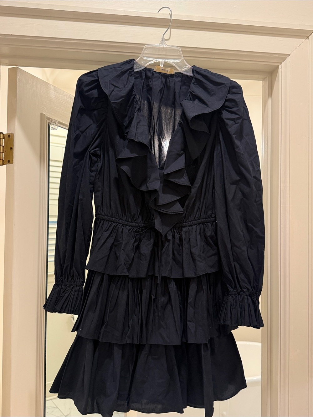 Ulla Johnson black Ruffled Tiered Long-Sleeve Dress